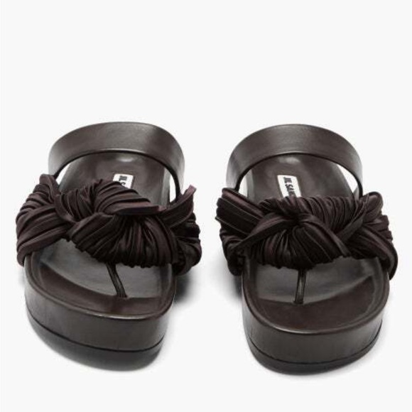 Jil Sander Knot Satin Leather Slides Brown - Picture 6 of 11